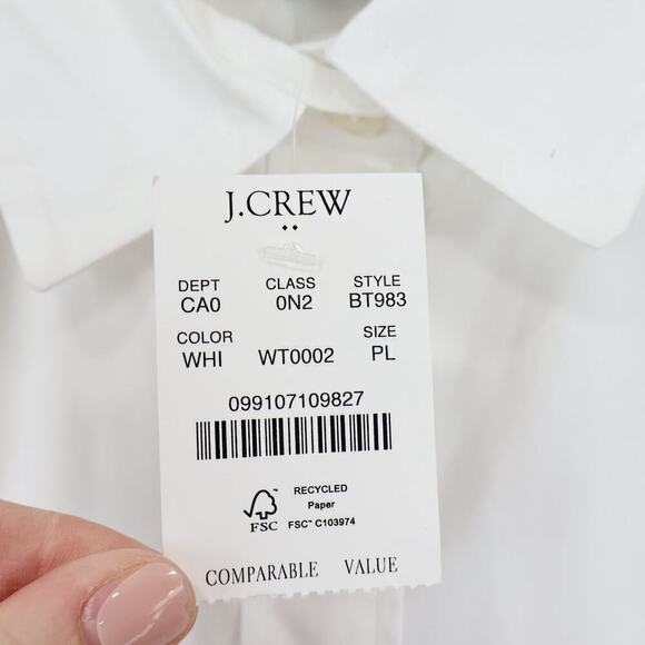 J. Crew Factory Sleeveless Cotton Poplin Shirt Signature Fit White Petite L NWT - Picture 4 of 8